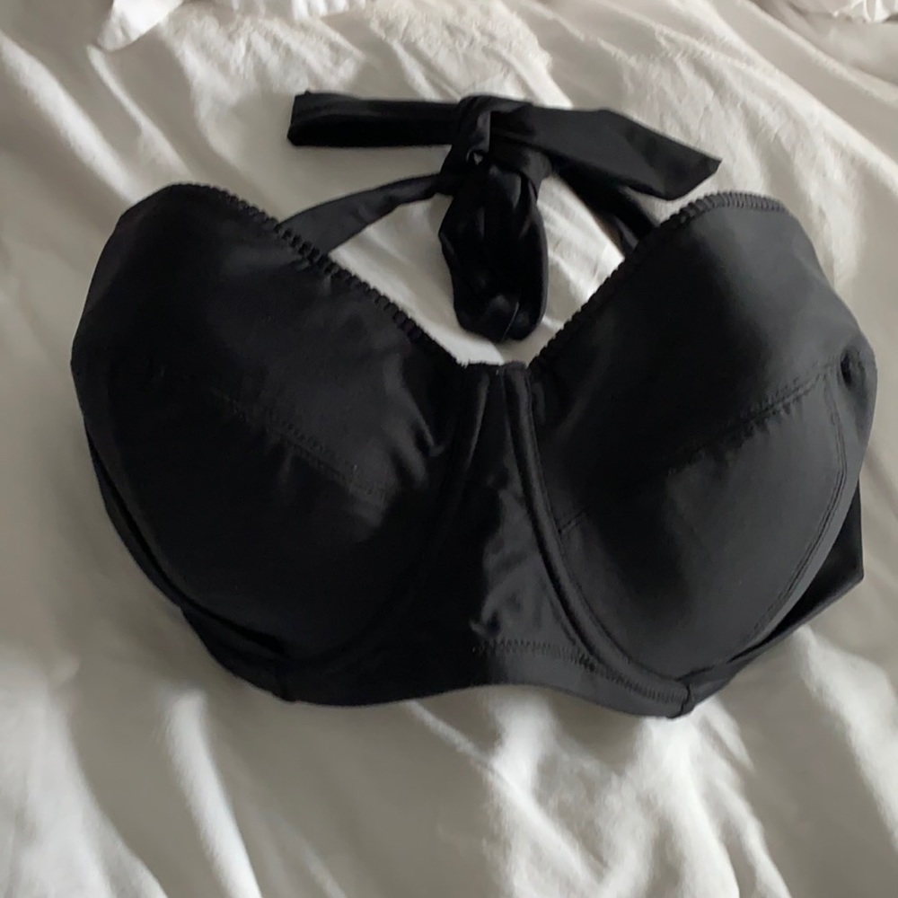 Black swim halter top